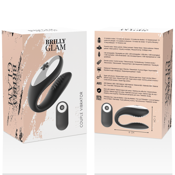 BRILLY GLAM - WE LOVE VIBRADOR PARA PAREJAS MANDO A DISTANCIA NEGRO - Imagen 9