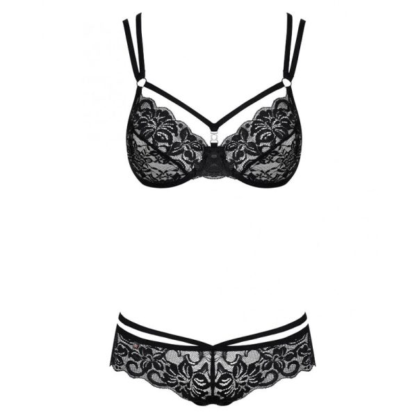 OBSESSIVE - 860-SET-1 SET DOS PIEZAS NEGRO S/M - Imagen 3