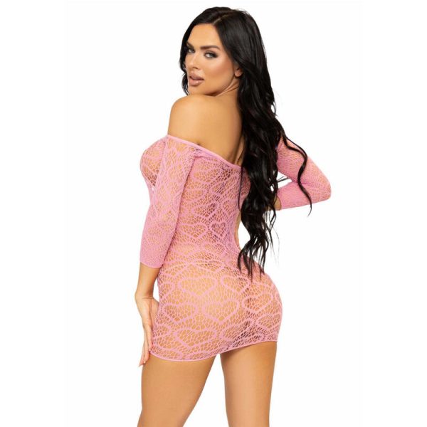 LEG AVENUE VESTIDO DE RED CORAZÓN TALLA ÚNICA - ROSA - Imagen 2