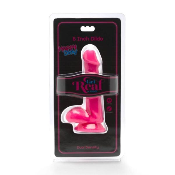 GET REAL - HAPPY DICKS DILDO 12 CM BOLAS ROSAS - Imagen 2