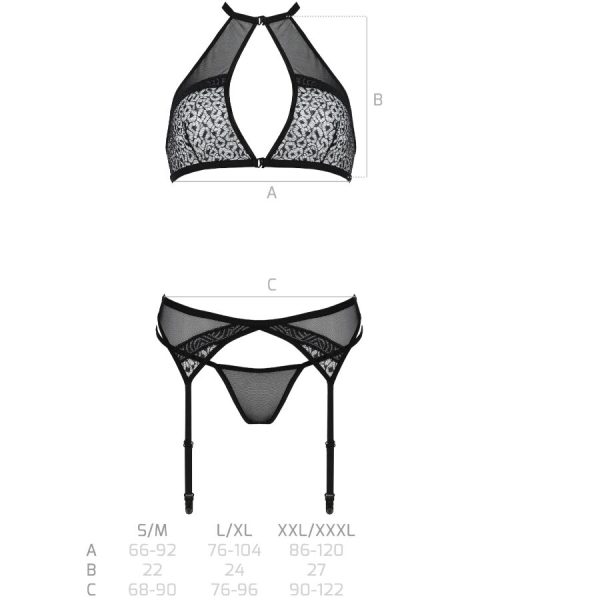 PASSION - SET SATARA EROTIC LINE NEGRO L/XL - Imagen 5