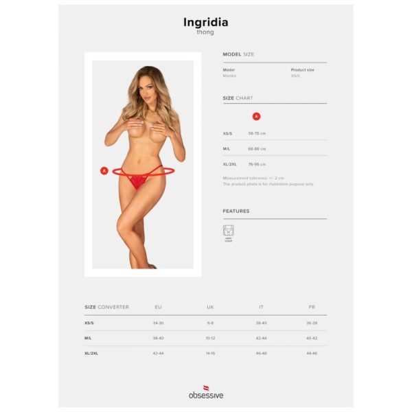OBSESSIVE - TANGA ROJO SIN ENTREPIEZA INGRIDIA XL/XXL - Imagen 9