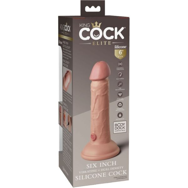 KING COCK ELITE - VIBRACIÓN REALISTA Y DILDO DE SILICONA DE 15,2 CM - Imagen 7