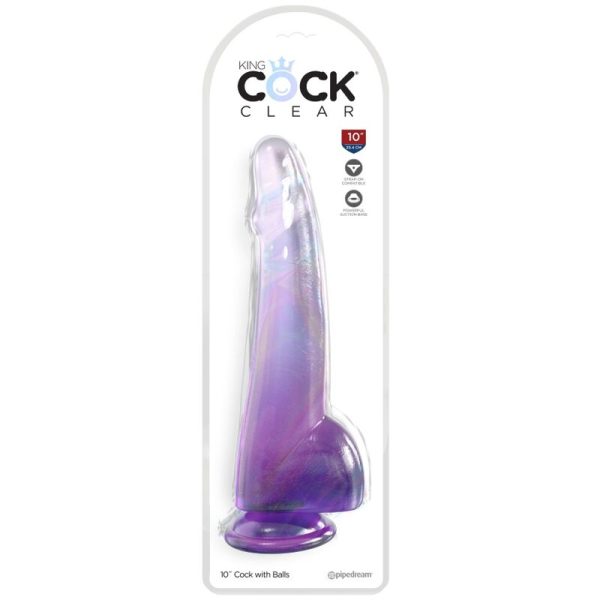 KING COCK CLEAR - DILDO CON TESTICULOS 19 CM MORADO - Imagen 2