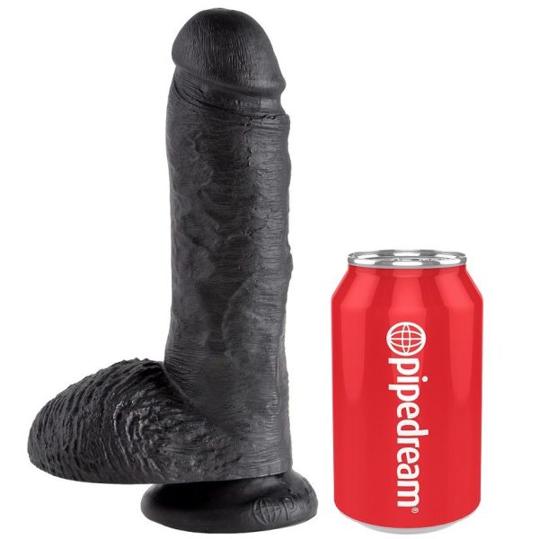 KING COCK 8" POLLA NEGRA CON BOLAS 20,3 CM - Imagen 3