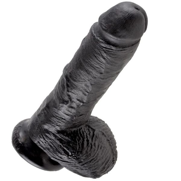 KING COCK 8" POLLA NEGRA CON BOLAS 20,3 CM - Imagen 4