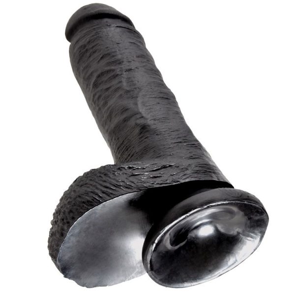 KING COCK 8" POLLA NEGRA CON BOLAS 20,3 CM - Imagen 5