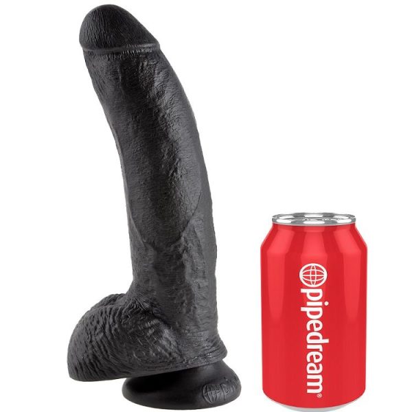 KING COCK 9" POLLA NEGRA CON BOLAS 22,9 CM - Imagen 3