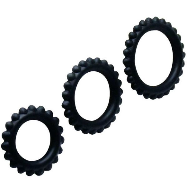 BAILE TITAN SET 3PCS ANILLO PARA EL PENE NEGRO 2.8 + 2.4 + 1.9 CM - Imagen 3