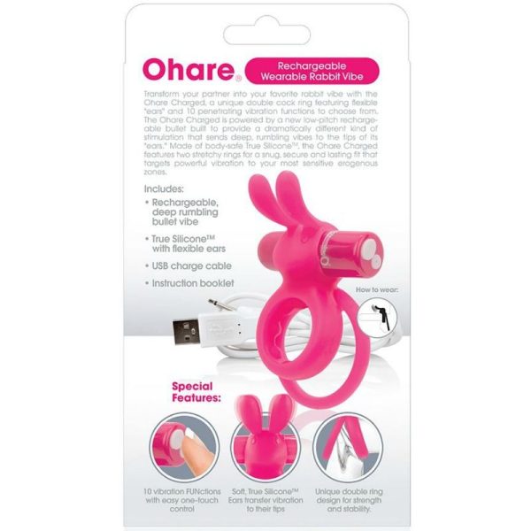 ANILLO VIBRANTE RECARGABLE SCREAMING CON CONEJO - LA LIEBRE - ROSA - Imagen 3