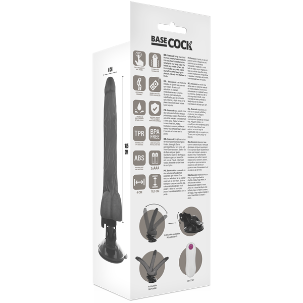 BASECOCK - VIBRADOR ARTICULABLE CON MANDO A DISTANCIA NEGRO 18,5 CM NEGRO TALLA 1 - Imagen 5