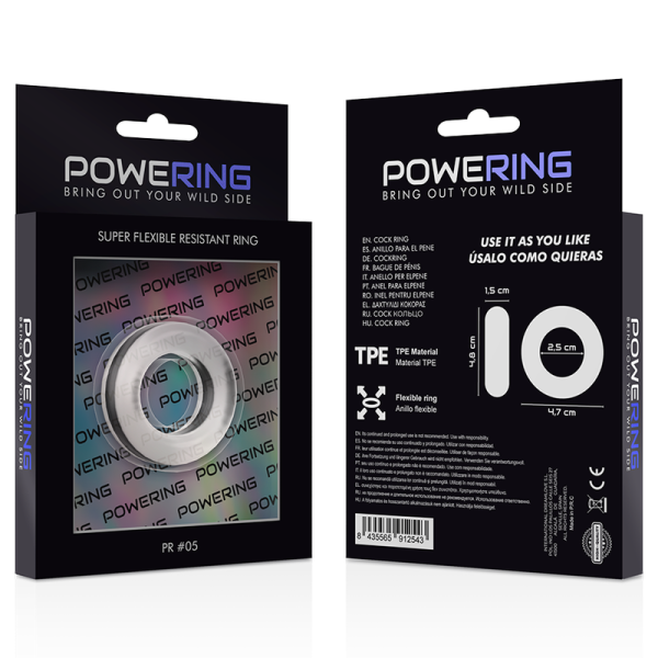 POWERING- ANILLO PARA EL PENE SUPER FLEXIBLE Y RESISTENTE 4.8CM PR05 TRANSPARENTE - Imagen 12
