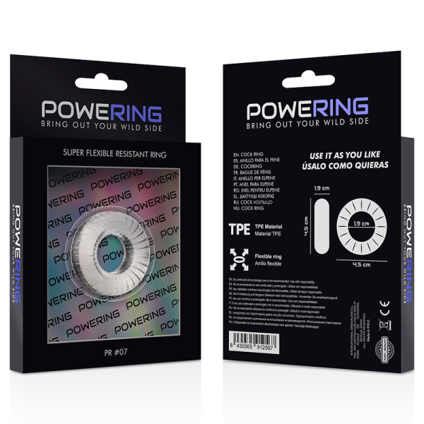 POWERING- ANILLO PARA EL PENE SUPER FLEXIBLE Y RESISTENTE 4.5CM PR07 TRANSPARENTE - Imagen 11