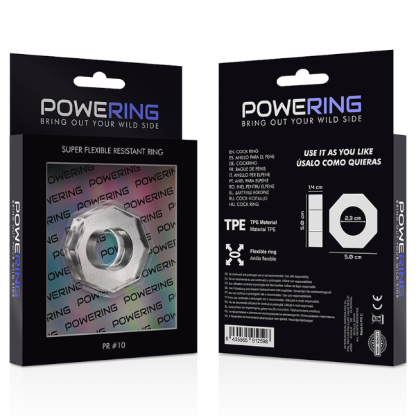 POWERING - ANILLO PARA EL PENE SUPER FLEXIBLE Y RESISTENTE 5CM PR10 TRANSPARENTE - Imagen 11