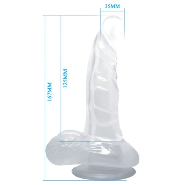 PROM - DILDO REALISTA CON VENTOSA Y TESTICULOS 16,7 CM TRANSPARENTE - Imagen 5