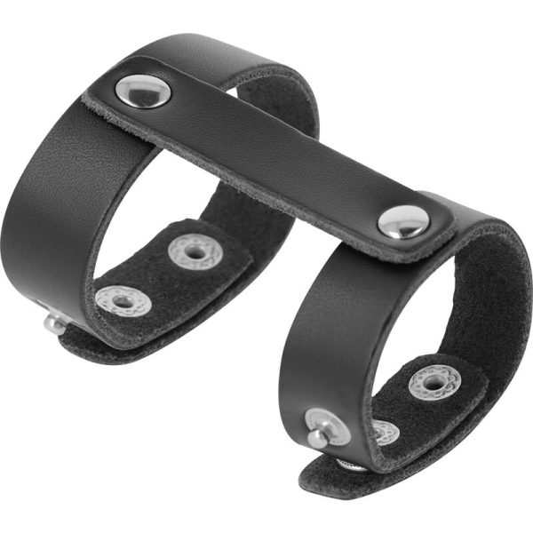 DARKNESS - ANILLO PENE Y TESTICULOS AJUSTABLE DE CUERO - Imagen 2