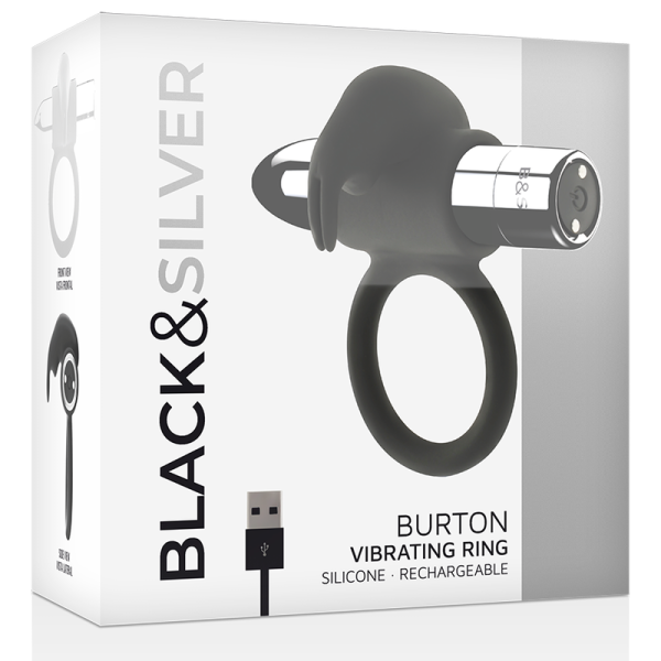 BLACK&SILVER- ANILLO RECARGABLE BURTON 10 MODOS DE VIBRACIÓN - Imagen 2